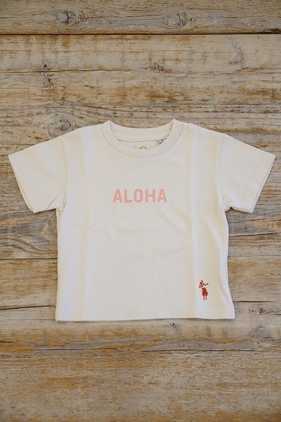 SUNSHINE+CLOUD s+c  SS kids TEE ALOHA / MAHALO (light gray )